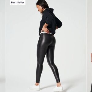 SPANX Large Black Faux Leather Leggings